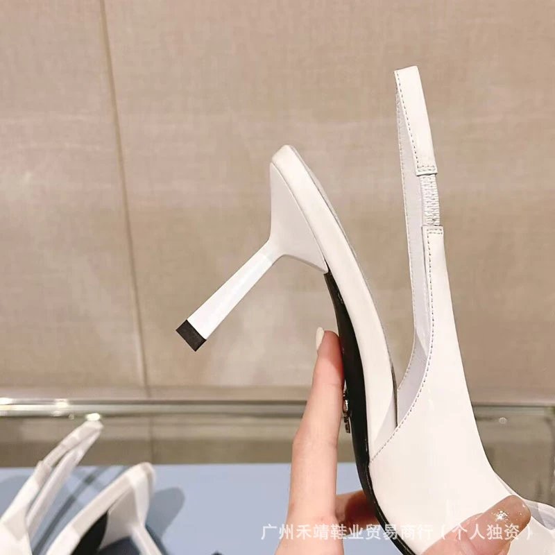 Prada Triangle-Toe Slingback Heels in Nude Pink - 8