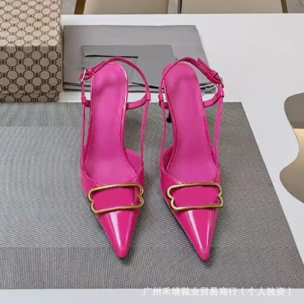 Balenciaga Hourglass Slingback Pink Patent Leather Stilettos - 1