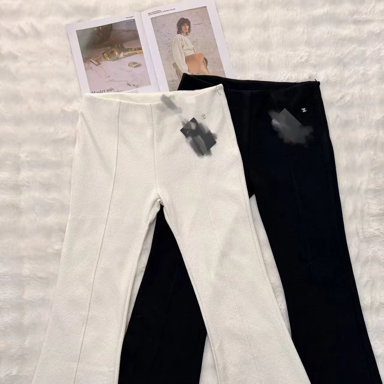 Chanel Trousers High-rise flared with front pintuck seams and Double C logo detail image 5