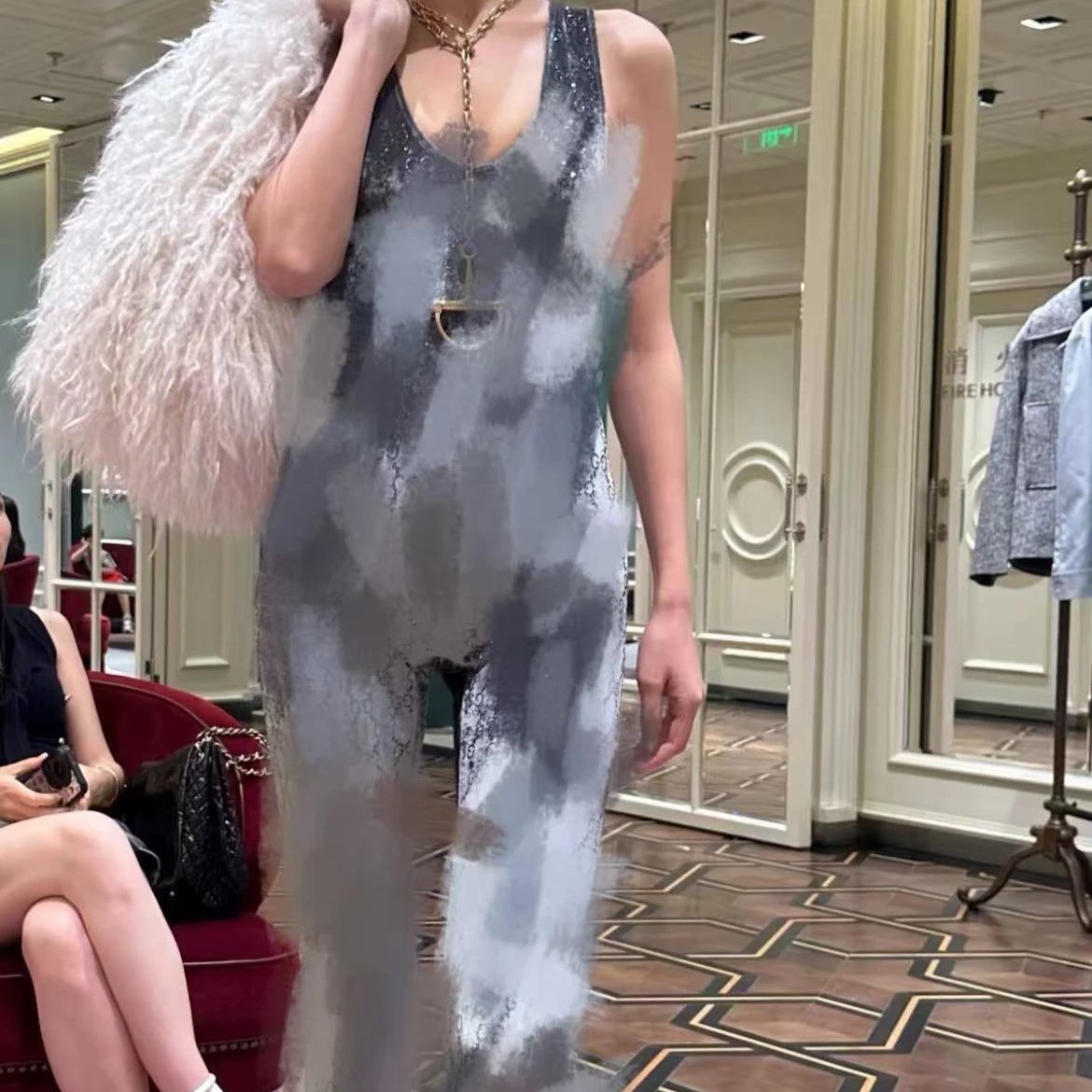 Gucci Jumpsuits Sleeveless rhinestone GG-pattern velvet jumpsuit image 2