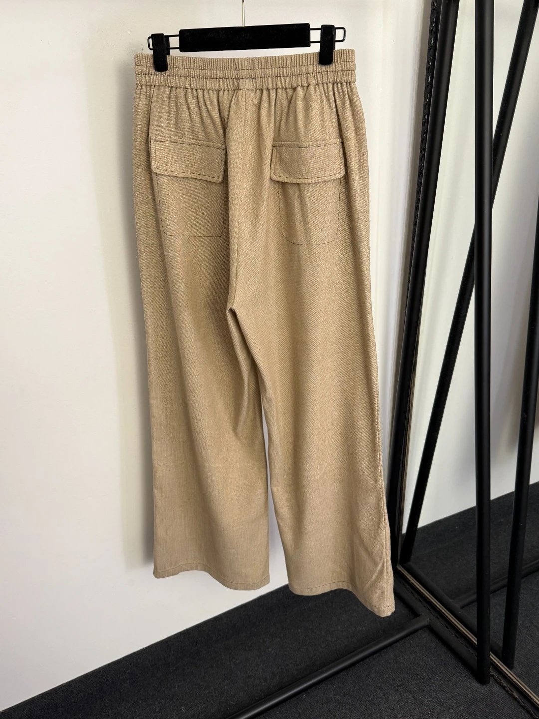 Design Textured Knit Jacket and Wide-Leg Pants Set Beige Casual Set - 10