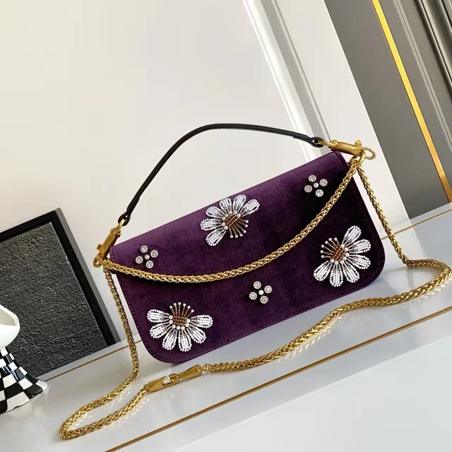 Unbranded Crossbody Bags 9939 Floral Beaded Velvet Chain Bag product detail image 5