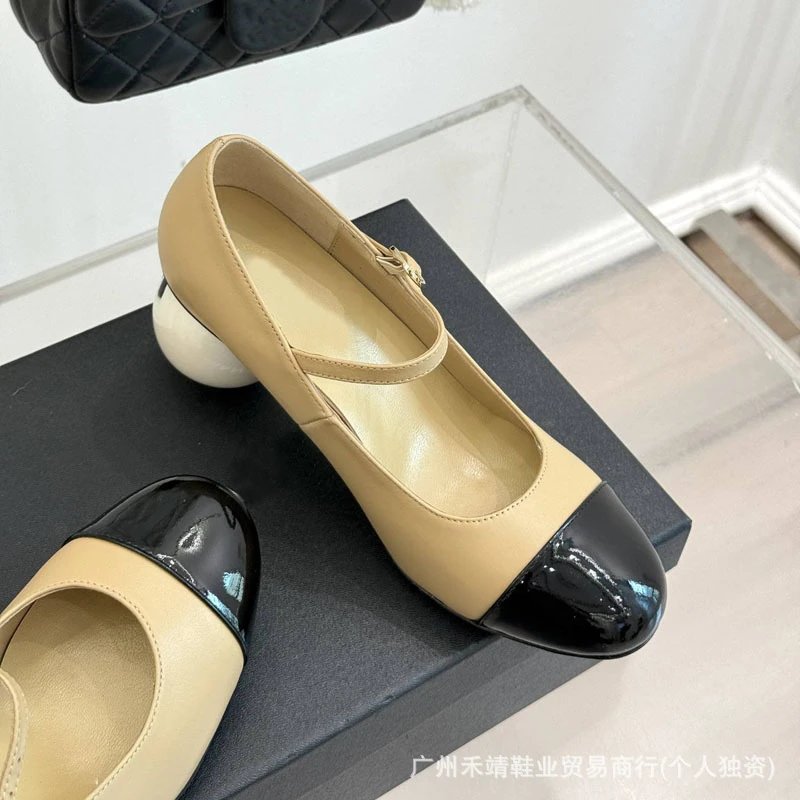 Chanel Mary Jane Heels with Pearl Heel in Black - 2