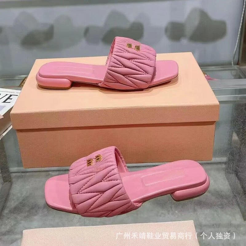 Miu Miu Matelassé Slide Pink Slippers - 4
