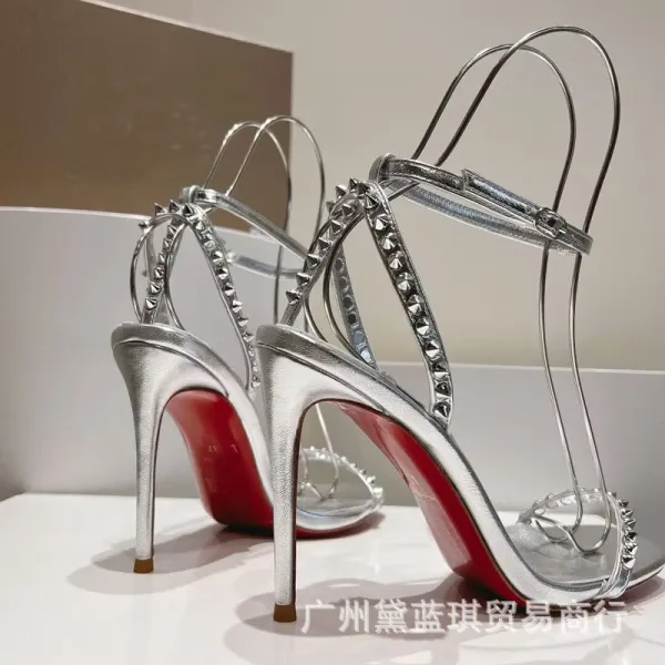 Christian Louboutin Pigalle Follies Studded Patent Leather Red Sole Stilettos - 11