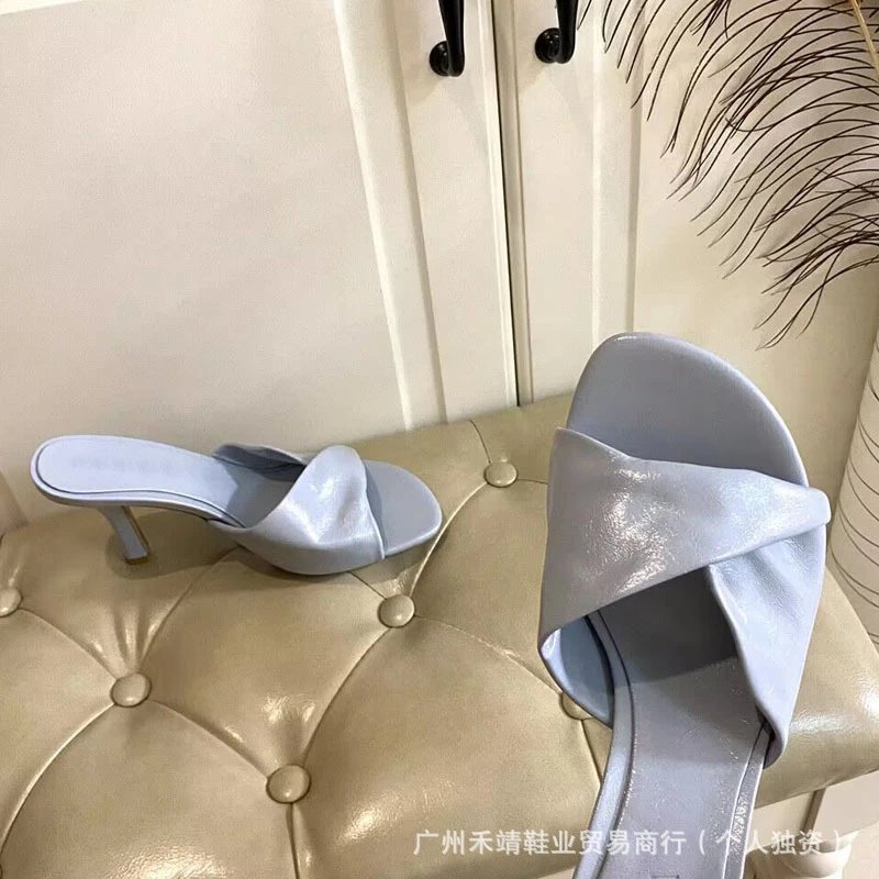 Brown Crisscross Mule Heels - 5