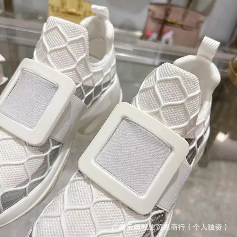 Roger Vivier Rockstud Spike White Mesh Sneakers - 7