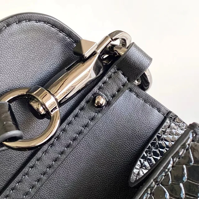 Unbranded Crossbody Bags Snakeskin-Embossed Flap Bag with Rhinestone V-Shaped Clasp product detail image 9