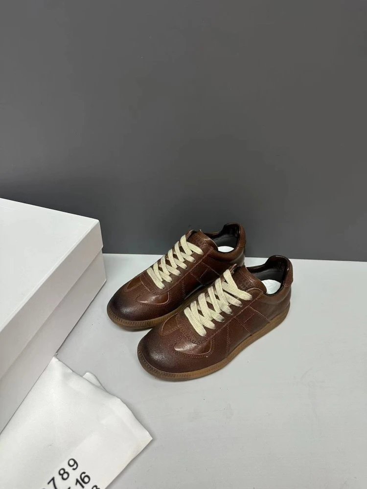 Maison Margiela Replica Sneakers Tan Suede Leather Sneakers - 28