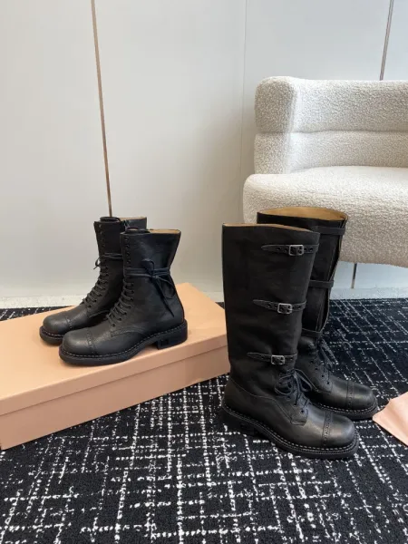 Miu Miu Buckled Combat Boots Black - 39