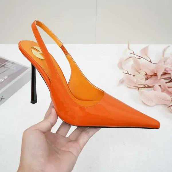 Christian Louboutin Pigalle Follies Orange Patent Leather Stilettos - 1