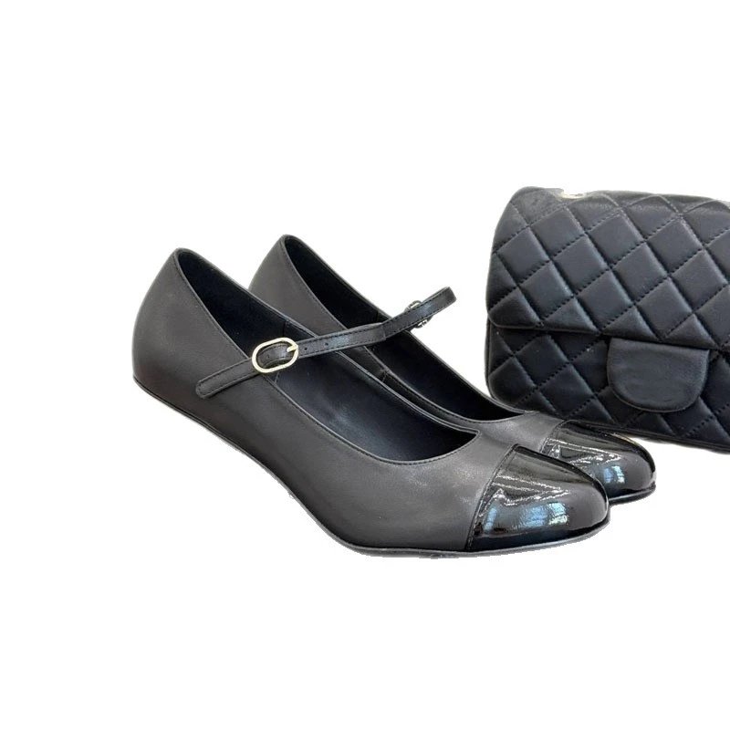 Chanel Mary Jane Heels with Pearl Heel in Black - 10