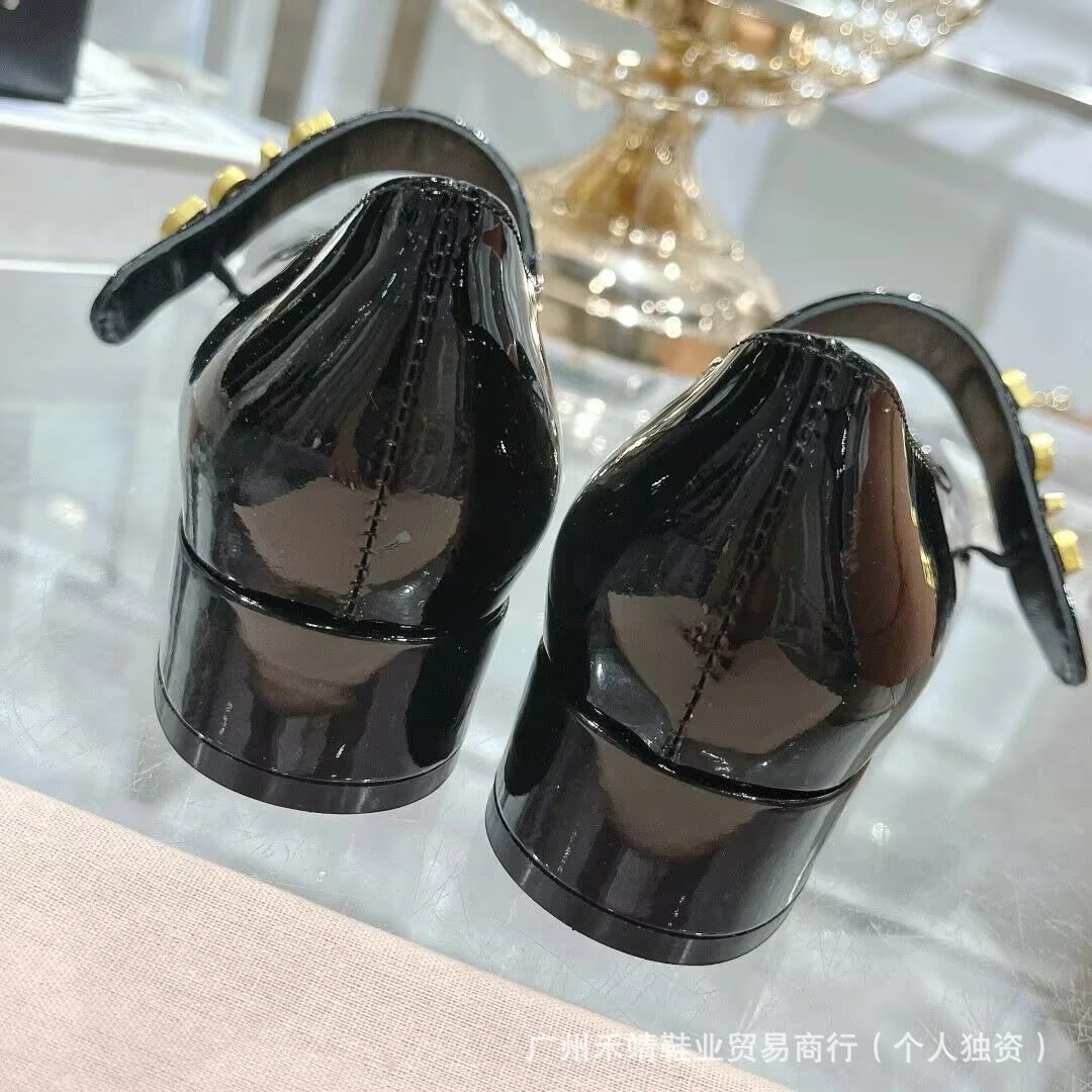 Dior Mary Jane Block Heel Beige Patent Leather Shoes - 5