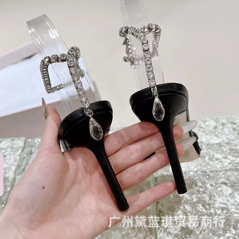 Clear Strap Crystal-Embellished Pointed-Toe Stiletto Heels - 4