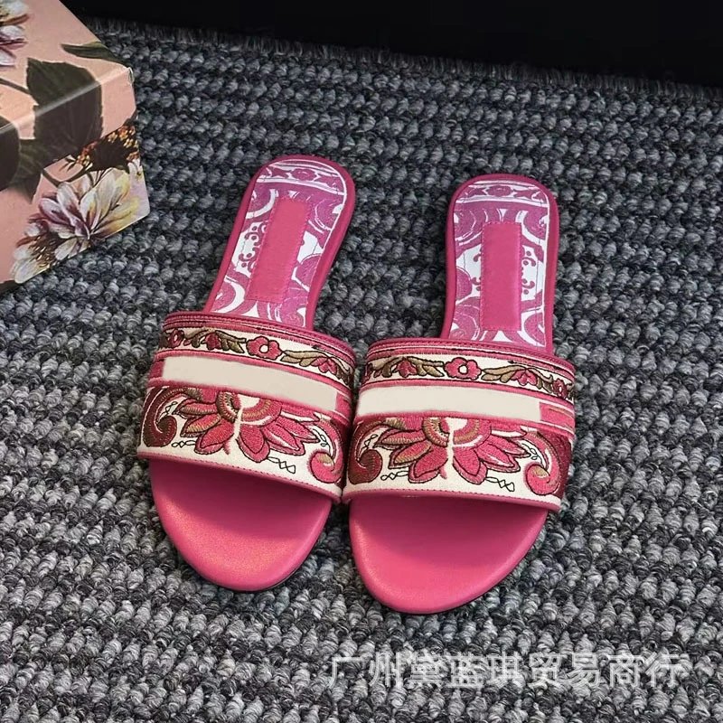 Versace Barocco Print Slide Sandals Purple Multicolor - 6