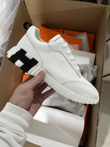 Hermès H-Boot White Mesh Sneakers - 1