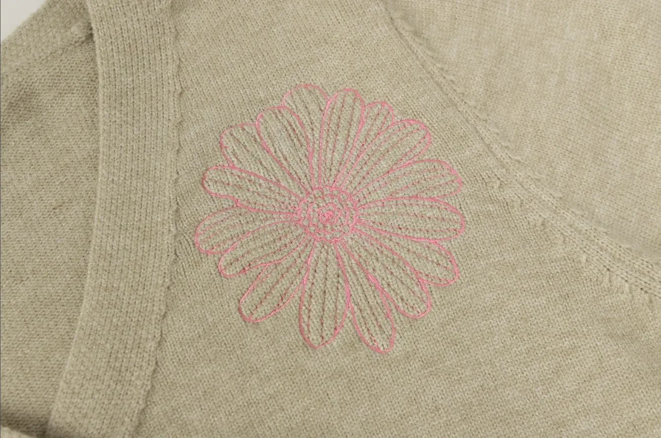 Mardi Mercredi Daisy Embroidered Gray Cardigan - 13