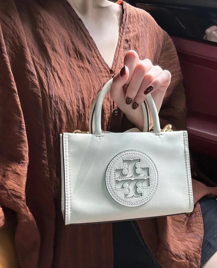 Tory Burch Ella Bio Black Leather Top-Handle Handbag - 9