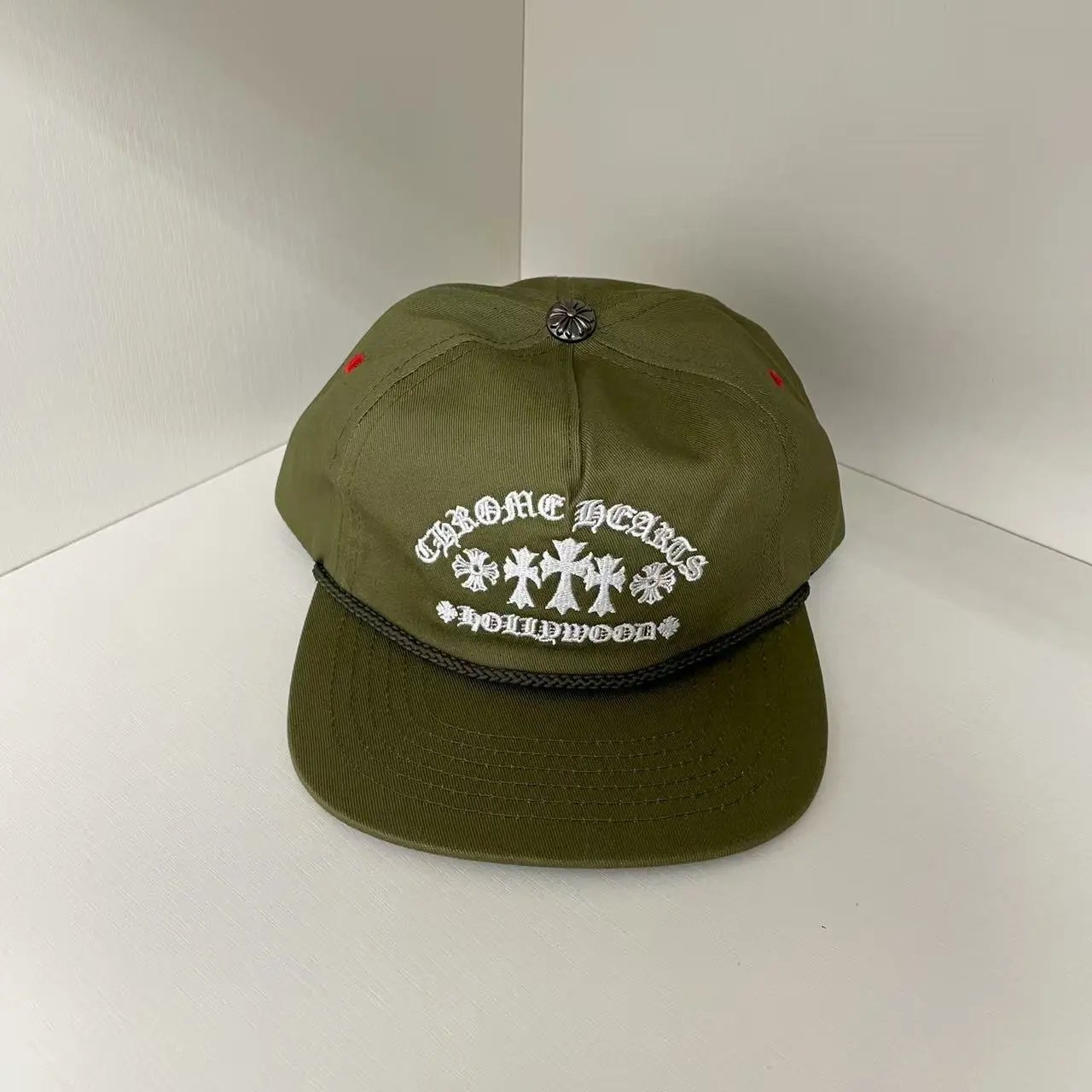 Chrome Hearts Hats Embroidered Cross Motif Baseball Cap with Braided Trim image 3