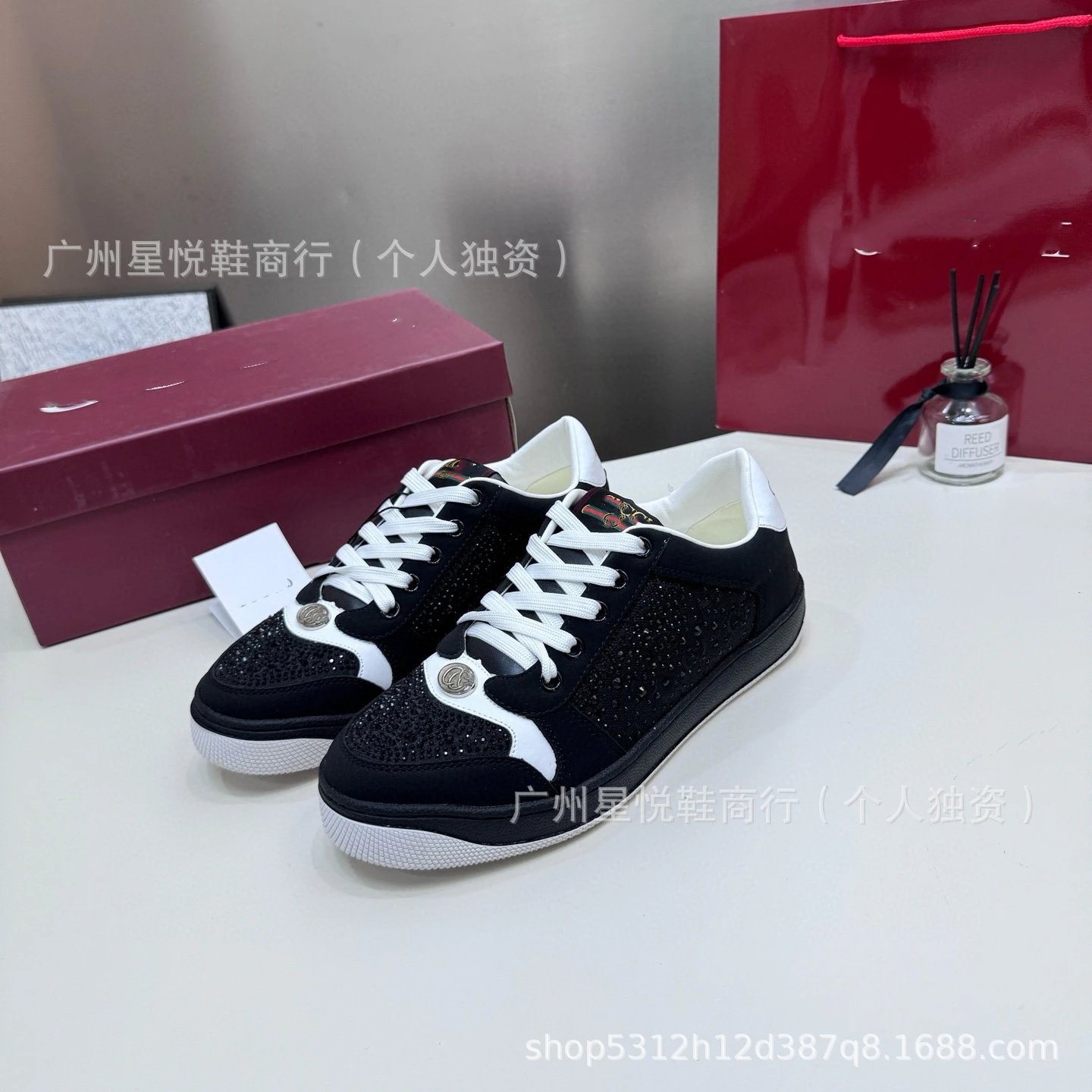 Gucci Ace Embellished Mesh Sneakers Pink and Black - 10
