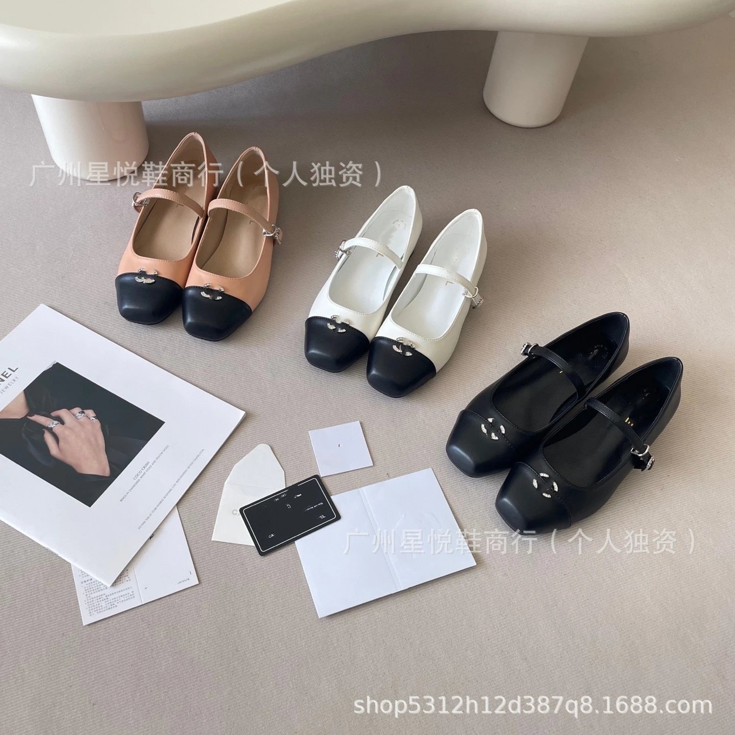 Chanel-inspired Two-Tone Mary Jane Flat Shoes in White and Black - 12