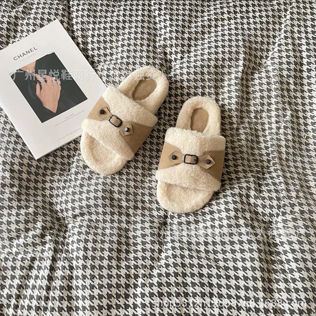 Unbranded Slippers Fleece Open-Toe Buckle Strap product detail image 10