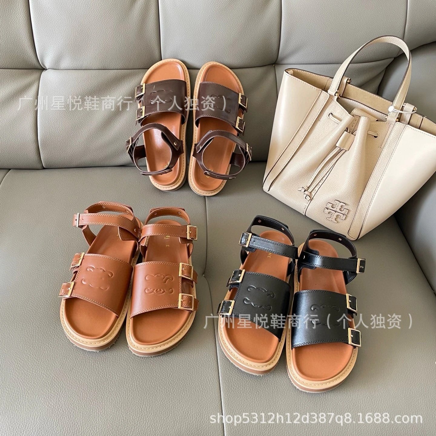 Tory Burch Miller Double-Strap Logo Sandals Black - 2