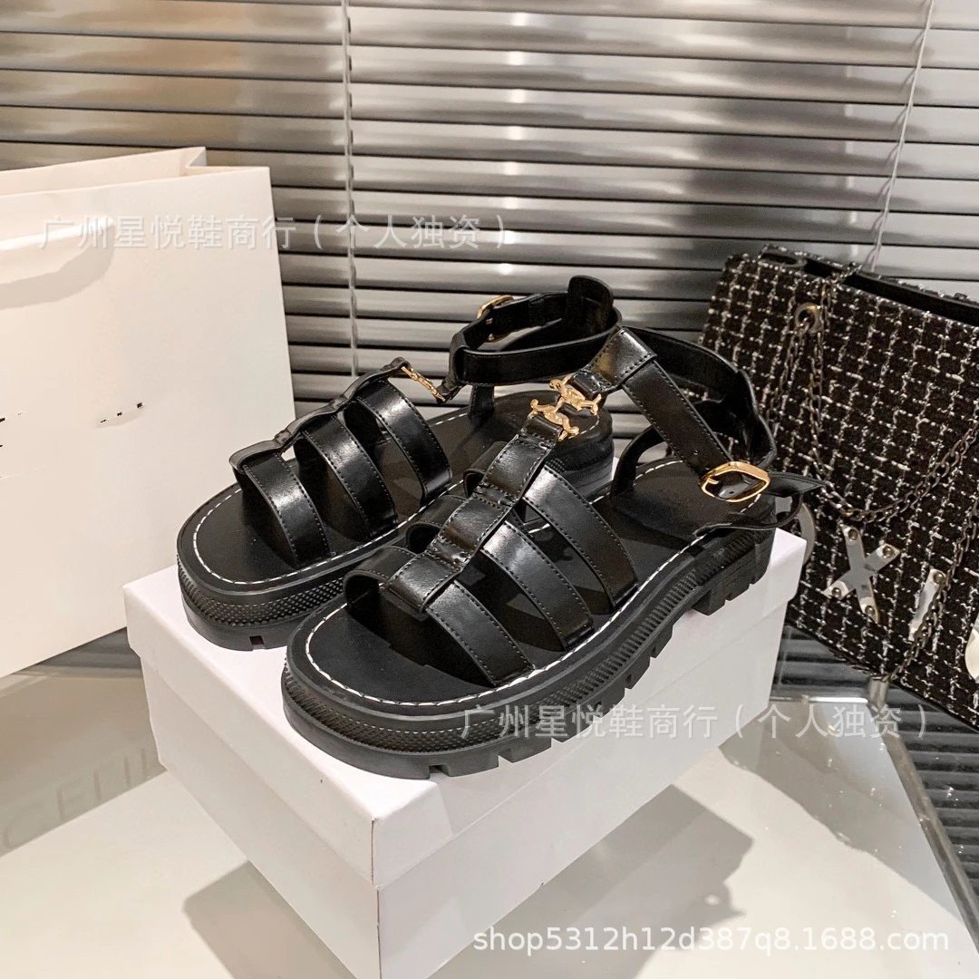 MOXIU Gladiator-Style Brown Leather Sandals - 15