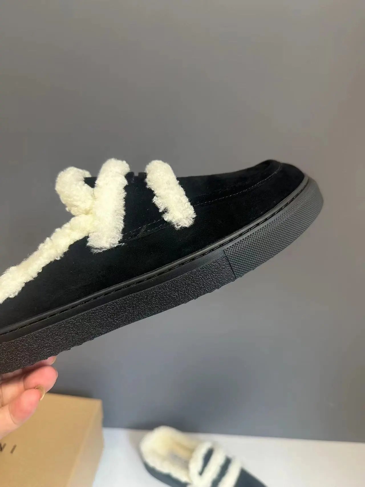 UGG Fluff Slide Sneaker Brown Shearling Slip-On Shoes - 22