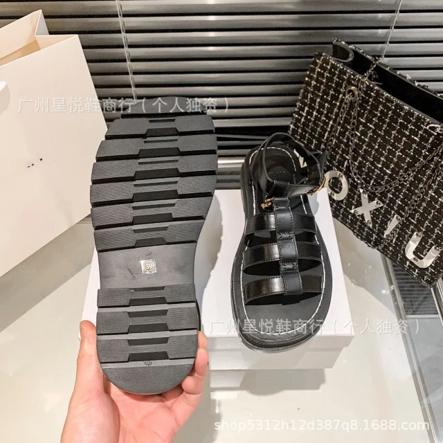 Unbranded Sandals Caged ankle-strap lug-sole with gold-tone hardware product detail image 14