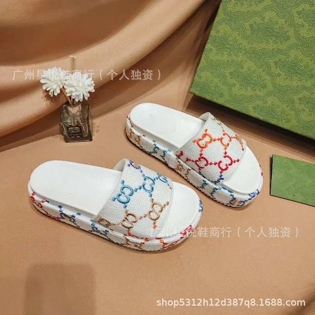 Gucci Slippers GG monogram platform slide product detail image 8