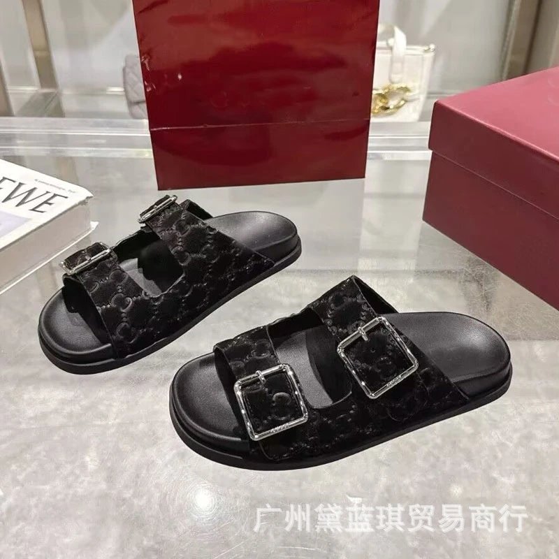 Gucci GG Marmont Slide Sandals Navy Blue Slippers - 5