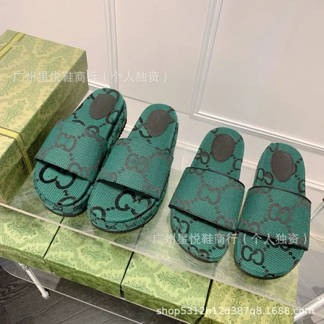 Gucci Slippers GG monogram platform slide product detail image 15