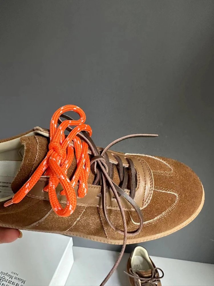Maison Margiela Replica Sneakers Brown Suede with Contrasting Laces Sneakers - 15