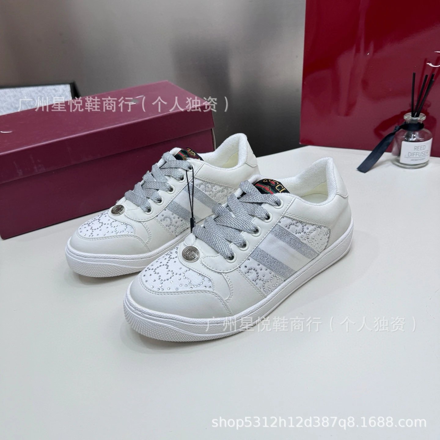 Gucci Ace Embellished Mesh Sneakers Pink and Black - 6