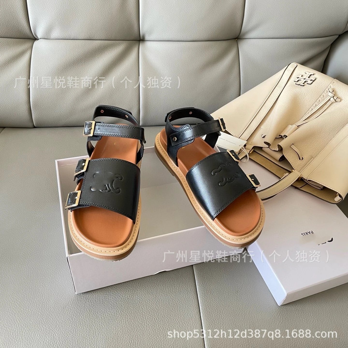 Tory Burch Miller Double-Strap Logo Sandals Black - 15