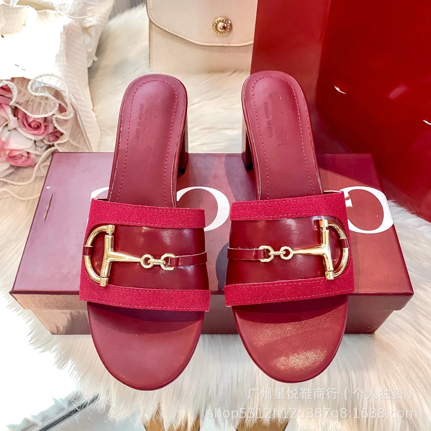 Salvatore Ferragamo Varina Horsebit Mule Red Leather Sandals - 3