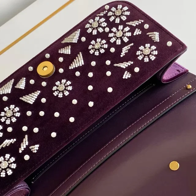 Unbranded Crossbody Bags 9939 Floral Beaded Velvet Chain Bag product detail image 10