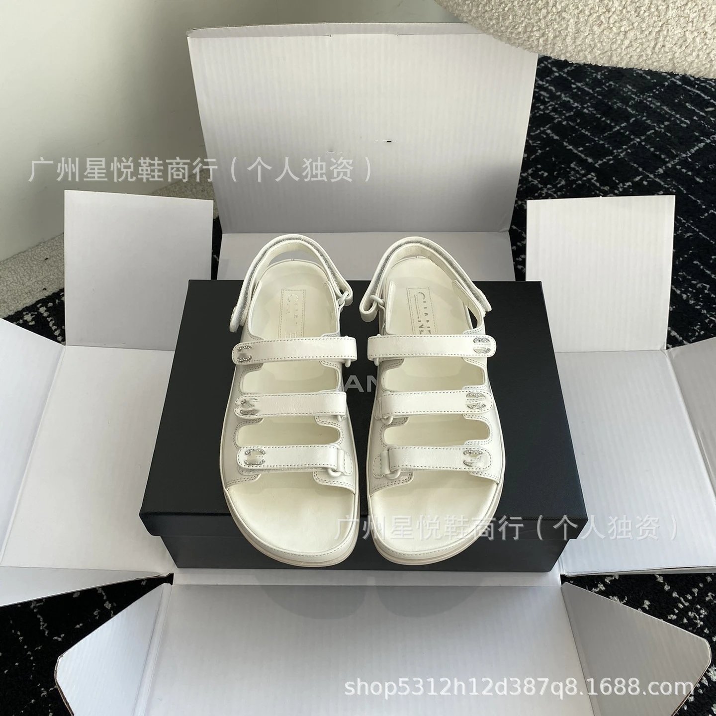 Chanel CC Logo Strappy Sandals Black Sandals - 11
