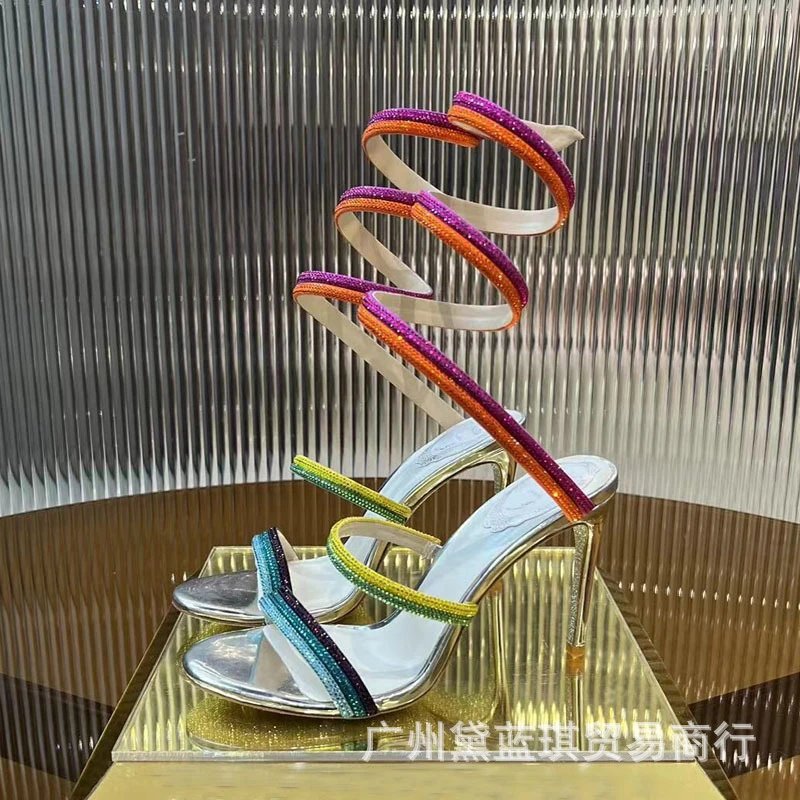 Christian Louboutin Spiral Strass Heels Multicolor Stilettos - 4