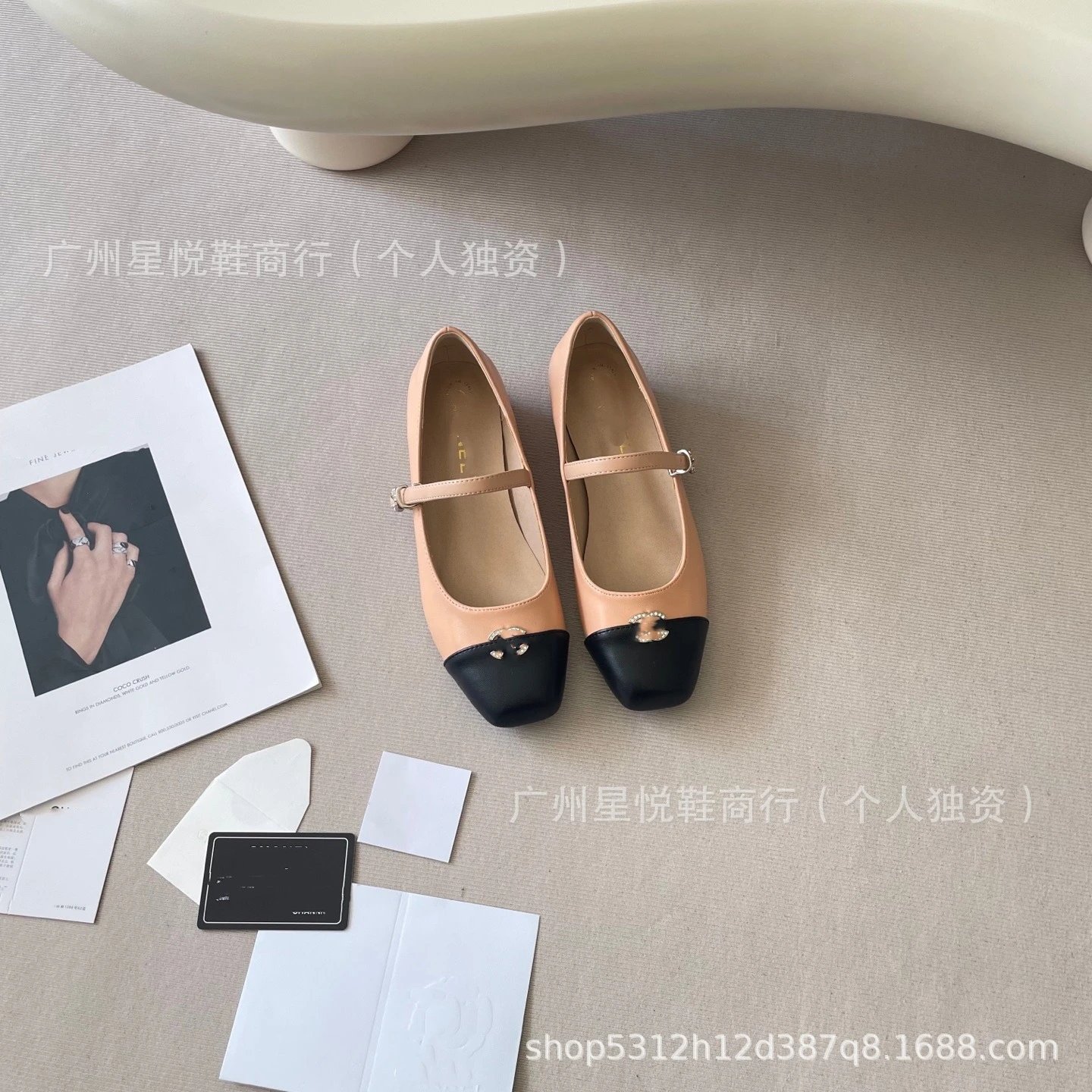 Chanel-inspired Two-Tone Mary Jane Flat Shoes in White and Black - 7