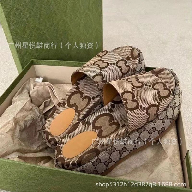 Gucci Slippers GG monogram platform slide image 2