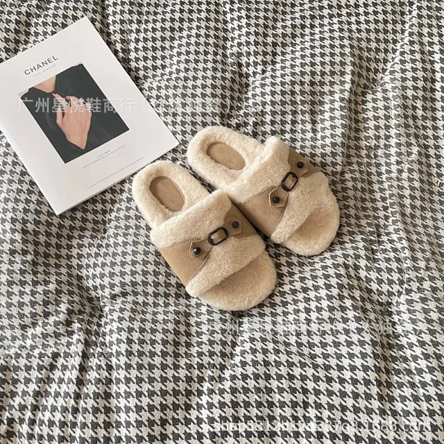 Unbranded Slippers Fleece Open-Toe Buckle Strap product detail image 11