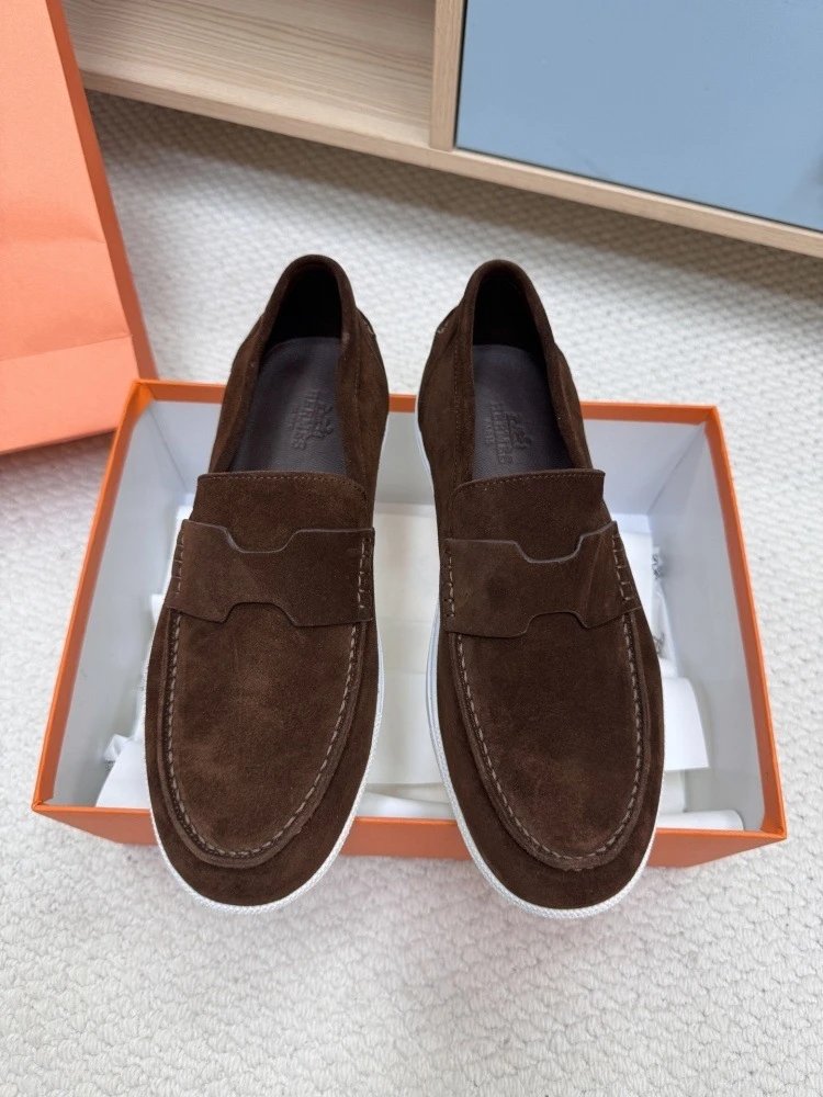 Hermès H-Logo Loafers Beige Suede Loafers - 25