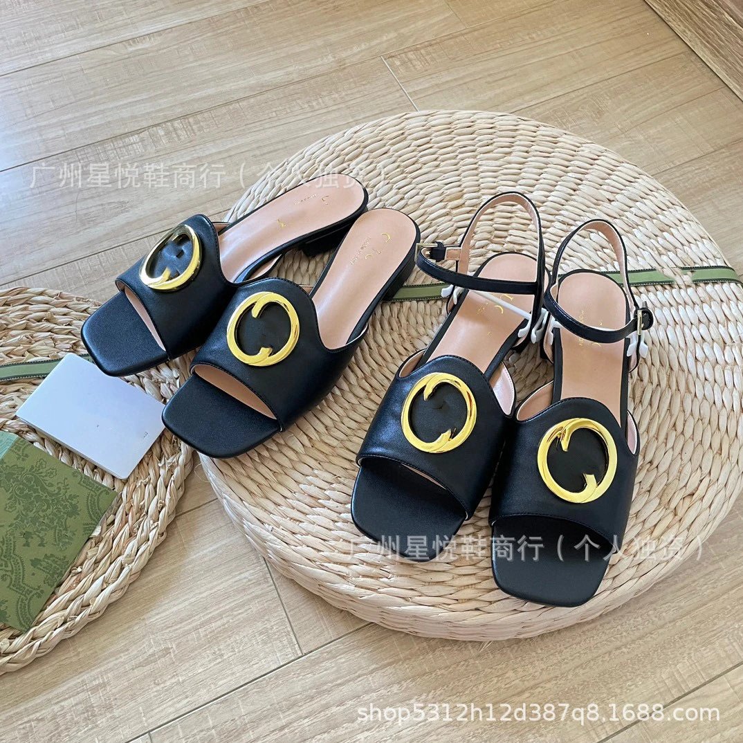 Gucci Marmont Square-Toe Sandals White with Gold GG Logo - 7