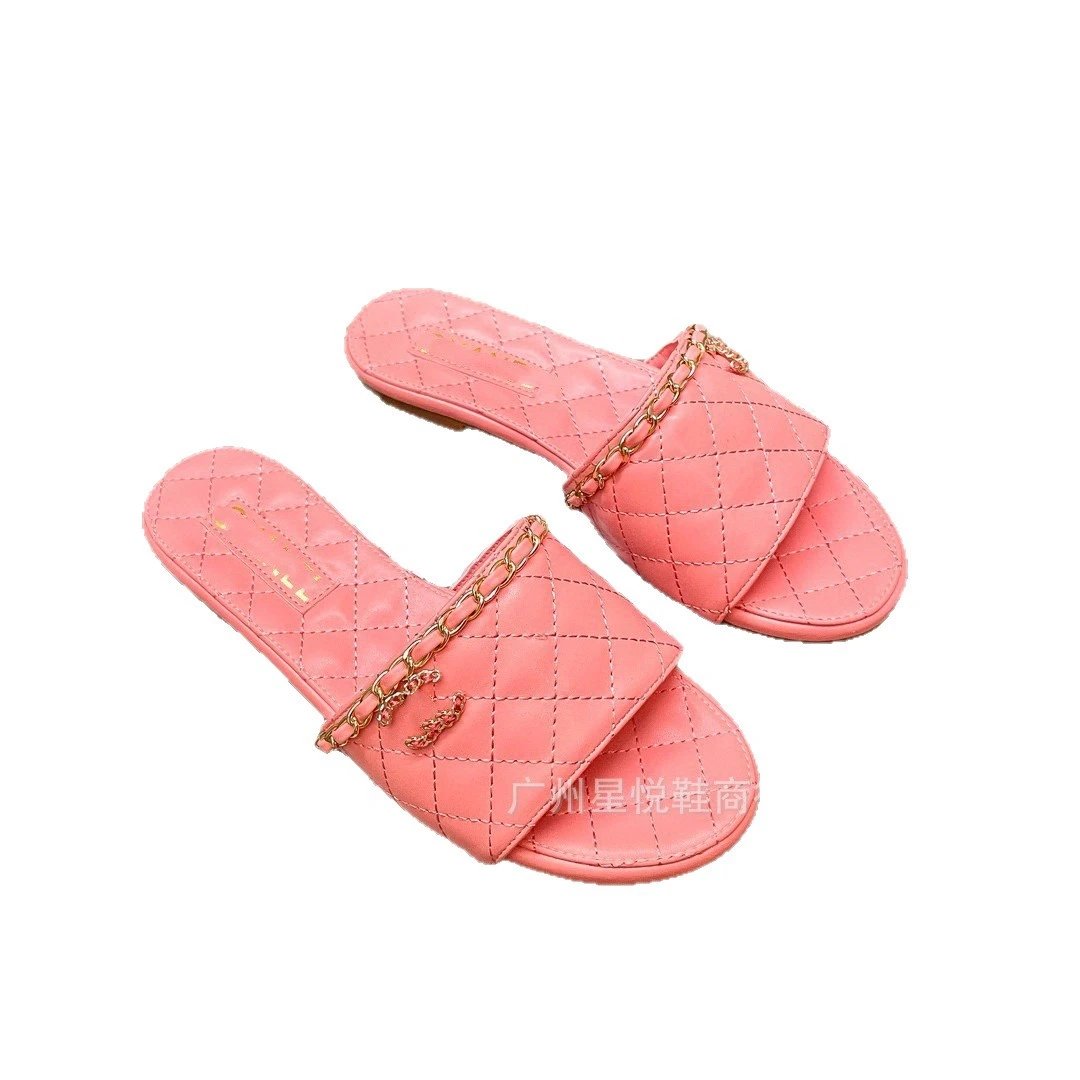 Chanel Sandals Quilted chain-strap slide image 5