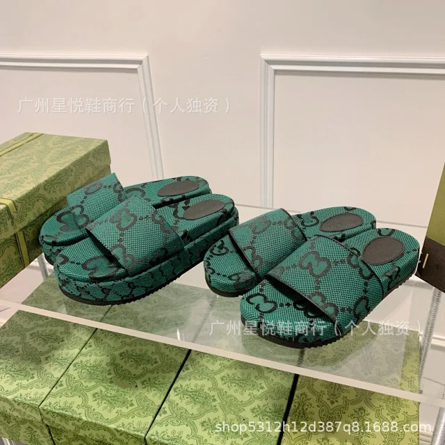 Gucci Slippers GG monogram platform slide product detail image 14