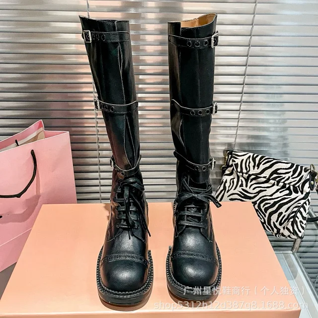 Unbranded Boots Knee-High Lace-Up Buckle product detail image 2