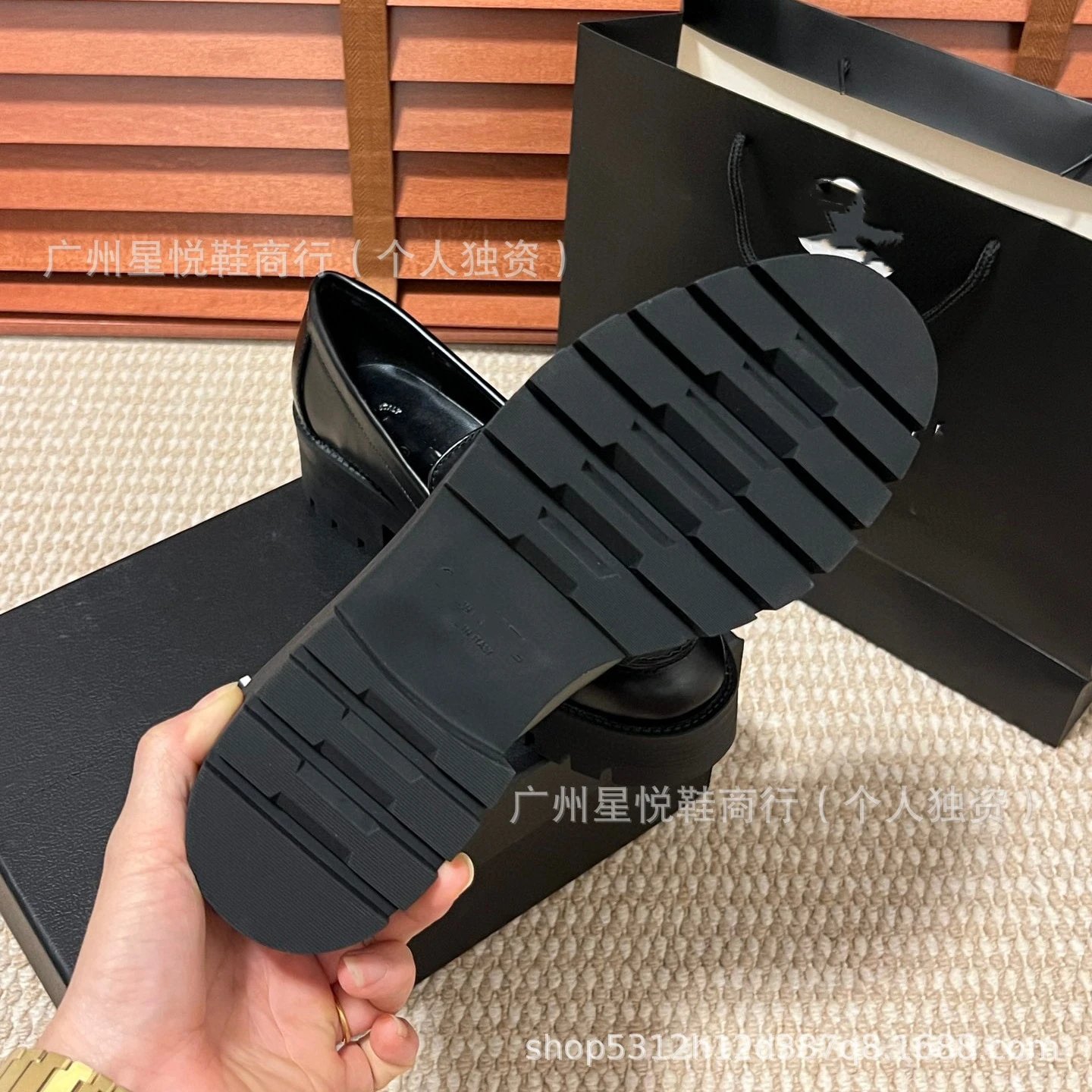 Chanel-inspired Chunky Loafer with Gold CC Buckle Black Loafers - 10