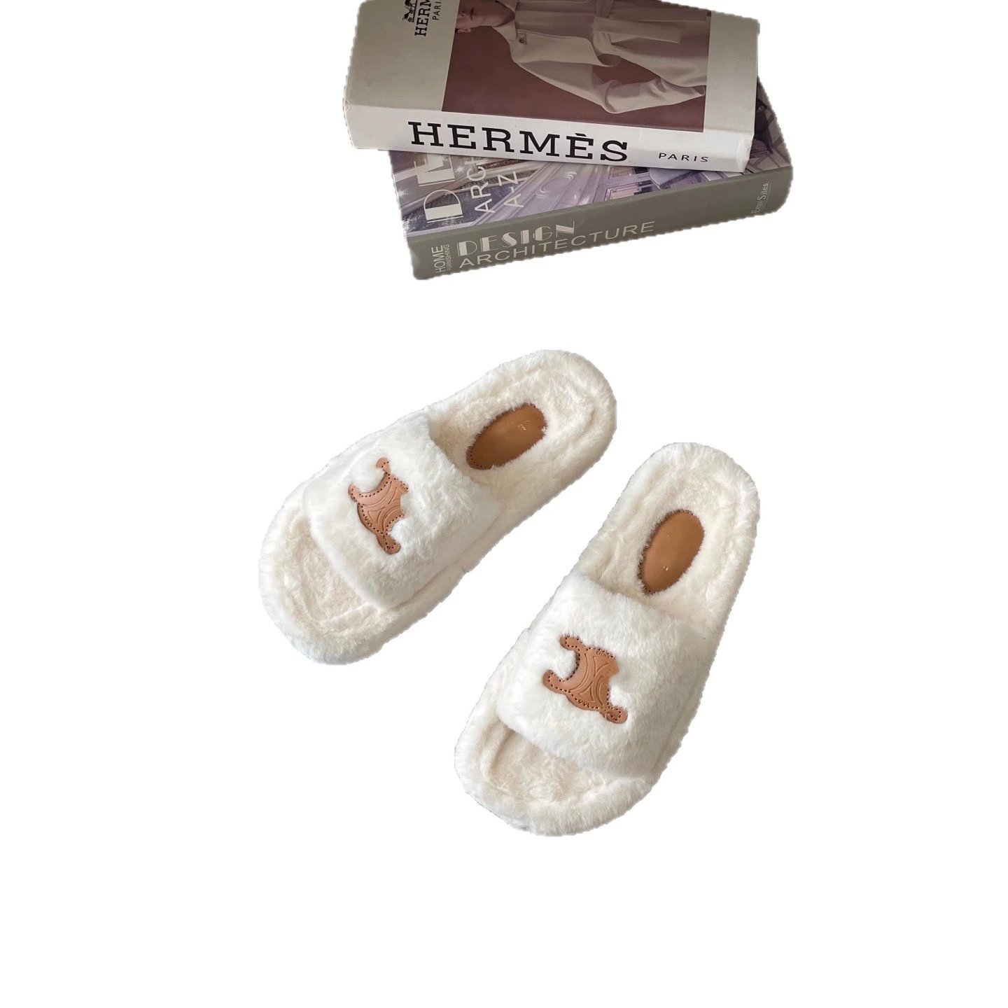 Celine Slippers Faux Fur Triomphe Slide image 5
